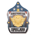 Plastic Fire Helmet with Custom Gold Jr Firefighter Shield
